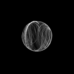Esfera de líneas blancas en movimiento, representación visual de Ubuntu